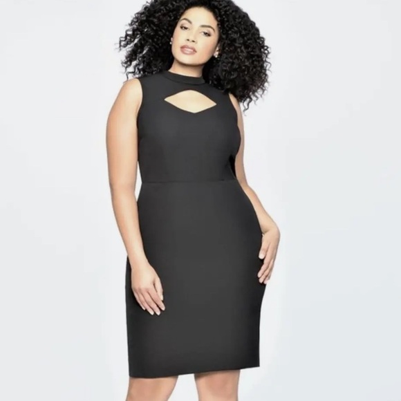 NEW Eloquii Black Cutout Neck Sleeveless Sheath Dress - Picture 1 of 7